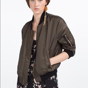 Zara Green Bomber Jacket size M